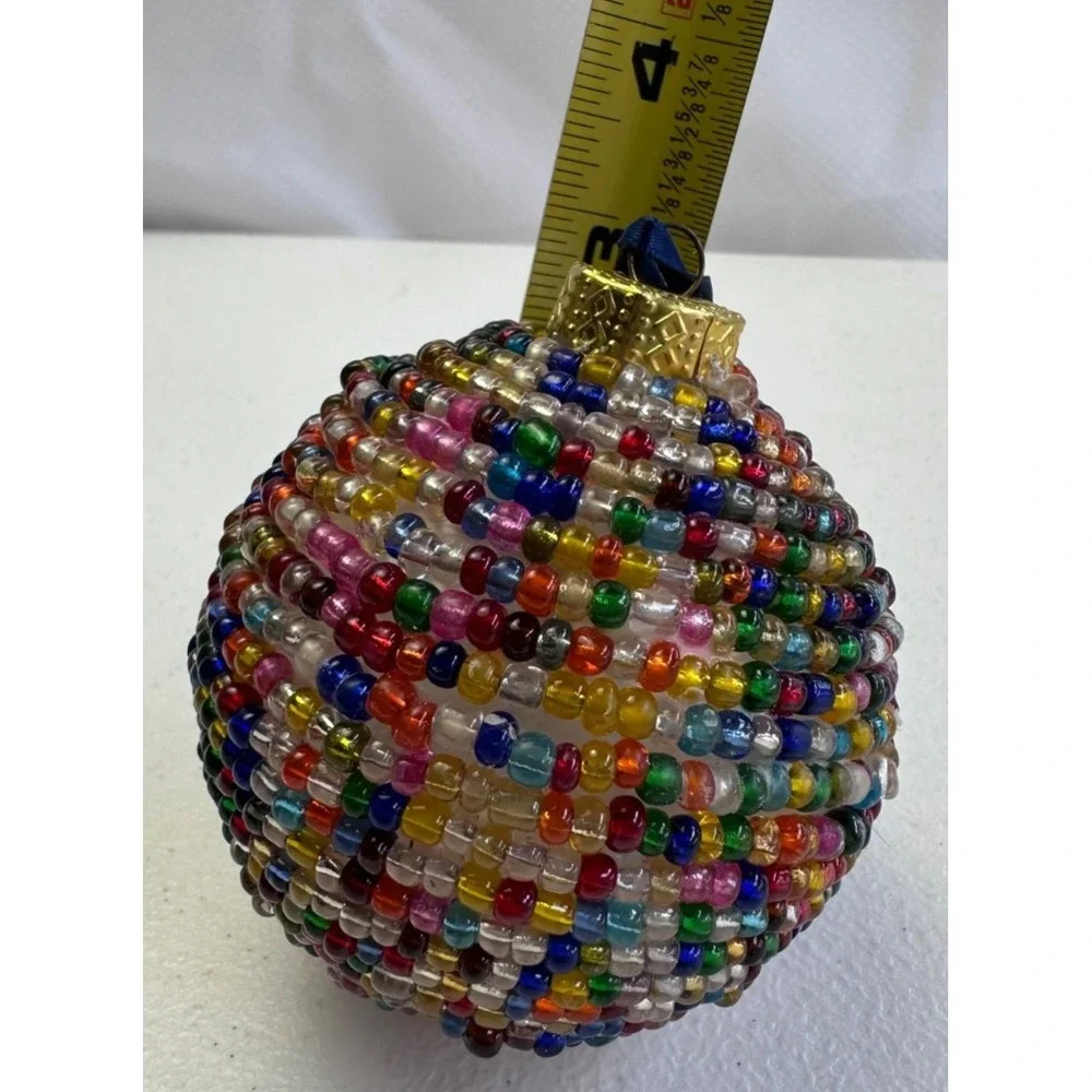 Handmade Colorful Beaded Sphere Ornament Christmas Tree Decoration Wire 3